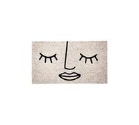 fisura. - Tapis intérieur en Noix de Coco. Paillasson antidérapant en PVC. Paillasson d'entrée. Peint à la Main. Taille : 70 cm x 40 cm. (Visage, Blanc)