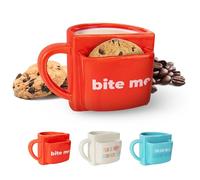 Fisura Tasse en céramique rouge « Bite Me » avec poche à biscuits. Tasse à thé originale pour le petit déjeuner. Tasse humoristique et moderne de 325 ml. Idée cadeau originale pour les amateurs de thé