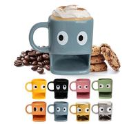 Fisura - Tasse originale à offrir “yeux”. Tasse avec support à biscuits bleu. Tasse en céramique avec espace pour biscuits. Capacité de 240 ml. Idée cadeau.