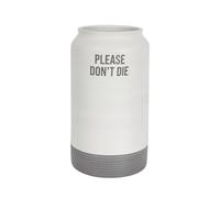 Fisura - Vase décoratif Moderne Please Don’t Die. Vase à Fleurs avec Message. Vase en céramique Blanc et Gris. Vase Original. Taille : 25,2 centimètres x 15,3 centimètres