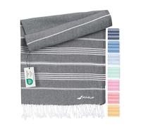 Fit-Flip Serviette de Plage hammam - Fouta en Coton 100% | Anthracite, 200x200cm Sultan, drap turque léger à séchage rapide, accessoire parfait comme drap de plage XXL ou paréo