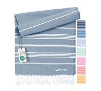 Fit-Flip Serviette de Plage hammam - Fouta en Coton 100% | Bleu Opale, 200x200cm Sultan, drap turque léger à séchage rapide, accessoire parfait comme drap de plage XXL ou paréo