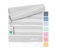 Fit-Flip Serviette de Plage hammam - Fouta en Coton 100% | Gris Clair, 200x200cm Sultan, drap turque léger à séchage rapide, accessoire parfait comme drap de plage XXL ou paréo