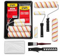 Fit For The Job Kit de décoration 10 pièces prêt à l’emploi pour la maison | comprend rouleaux, bac, pinceau, bâche de protection et agitateur, pour peinture-émulsion murs et plafonds