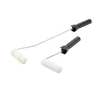 Fit For The Job Lot de 4 mini-rouleaux multi-surfaces 100 mm et monture | pour peinture artisanale avec peintures-émulsions, aspect mat, soyeux, velours, brillant et satiné