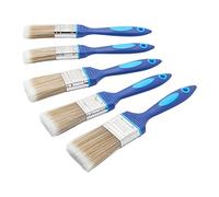 Fit For The Job No Bristle Loss 5 Piece DIY Paint Brush Set for A Smooth Finish with Emulsion, Gloss and Satin Paints on Walls, Ceilings, Furniture, Wood & Metal - cont. 2X 1, 2X 1.5, 1x 2 Brushes