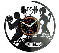 Fitness Horloge Murale Décorative Moderne Vinyle Style Loft Gym Sport Thème Entraînement Cadeau Pour Athlète Et Amateur D'activité W1247