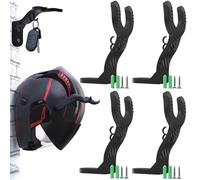 FiTspi Lot de 4 supports muraux pour casque de moto avec vis de montage, porte-veste pour bagages, crochets multi-usages pour casques de moto, gants, clés, manteaux, sacs à dos