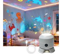 FiTspi Projecteur LED Rotatif Dynamique, Lumière de Projection Rotative Colorée Océan, Veilleuse Rechargeable USB pour Chambre, Home Cinéma, Fête, Décoration de Noël