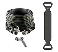 FITT FORCE PLUS 5/8" 15 m, Tuyau d'arrosage compact et léger pour usage intensif avec lance, pistolet multi-jet et hose caddy