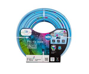FITT NTS JEANS 1/2" (12,5 mm) 20 m - Tuyau d'Arrosage de Jardin robuste et malléable Bleu clair pour une Utilisation intensive