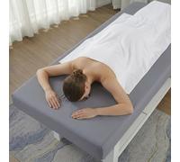 Fitted Massage Table Sheet Cover Waterproof Oilproof Reusable Spa Bed Cover with Face Hole, Elastic Stretch Lash Bed Sheet for Esthetician, Waxing, Tattoo and Beauty Salon(Gris,75x32in (with hole))