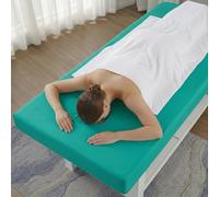 Fitted Massage Table Sheet Cover Waterproof Oilproof Reusable Spa Bed Cover with Face Hole, Elastic Stretch Lash Bed Sheet for Esthetician, Waxing, Tattoo and Beauty Salon(Vert,73x28in (with hole))