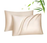 Fittia Ensemble de taies d’Oreiller en Tissu 100% Bambou Lyocell comme de la Soie Naturelle en Couleur Beige avec la Taille 40x60cm