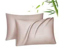 Fittia Ensemble de taies d’Oreiller en Tissu 100% Bambou Lyocell comme de la Soie Naturelle en Couleur Rose avec la Taille 40x60cm