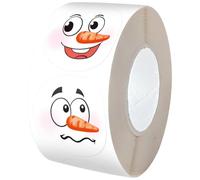 Fituenly 500 Autocollants Bonhomme De Neige De Noël (1 Rouleau) - Autocollants Ronds pour Visage De Bonhomme De Neige - Étiquettes pour Les Fêtes d'hiver - Décorations De Noël pour Enfants
