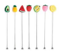 Fituenly Bâtonnets À Cocktail (Lot De 7), Bâtonnets en Métal pour Boissons Fruitées, Bâtonnets À Café Réutilisables en Métal, Agitateurs À Boissons.