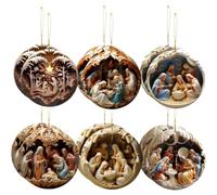 Fituenly Lot de 12 Décorations De Crèche De Noël, Boules De Noël Suspendues, Décorations pour Sapin De Noël, Décorations De Naissance De Jésus, Décorations Religieuses pour Maison