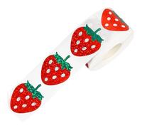 Fituenly Lot de 500 Autocollants en Forme De Fraise, Adorables Autocollants en Forme De Visage De Fraise, en Papier Couché, Autocollants De Récompense pour Fruits, pour Enfants