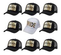 Fituenly Lot De 9 Casquettes De Baseball De Mariage « Bride Squad » en Dorée, Casquettes pour Enterrement De Vie De Jeune Fille, Casquettes De Plage D'été