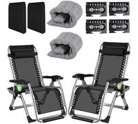 Fiutazge 2Pcs 65cm Largeur Bain de Soleil Chaise Longue Jardin Exterieur,Transat de Plage Pliable ave Rembourrage,Tête,Porte-Boisson,Dossier Réglable, Respirantes,pour Patio,Plage,Piscine-Gris