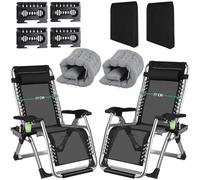 Fiutazge 2Pcs 77cm Ultra-Large Chaise Longue Jardin Exterieur,Zero Gravity Transat De Plage Pliable avec Coussin,Appui-tête,Repose-Pieds,Porte-Boisson pour Patio,Plage,Camping,Salon-Gray