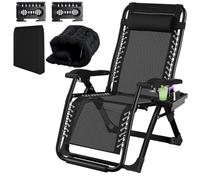 Fiutazge 65cm Largeur Bain de Soleil Chaise Longue Jardin Exterieur,Transat de Plage Pliable ave Rembourrage,Tête,Porte-Boisson,Dossier Réglable, Respirantes,pour Patio,Plage,Piscine-Noir