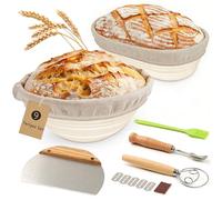 FIVAVA Banneton pour Pain, 10 pouces Ronde et 9 pouces Ovale. Panier à pain pour la cuisson, Banneton à pain pour la maison, Accessoires de cuisson