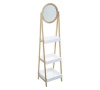 Five - 2 en 1 Etagère de Salle de Bain 3 Niveaux + Miroir Rond Léa