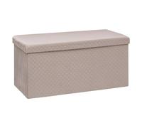 Five - 2 en 1 Pouf pliant double et Coffre de rangement en Velours Beige Lin 76 x 38 cm