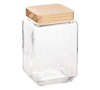 Five - Bocal de Conservation carré en Verre et Pin 1.7 L