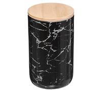 Five - Bocal en céramique hermétique avec Couvercle en Bambou Aspect marbre Noir 0,82 L