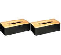 Five - Boite à mouchoirs avec Couvercle Noir Naturéo (Lot de 2)