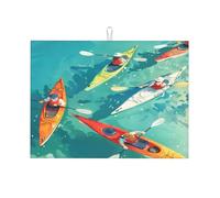 Five Colorful Kayakers Grand tapis égouttoir à vaisselle 45,7 x 61 cm, super absorbant et lavable en machine