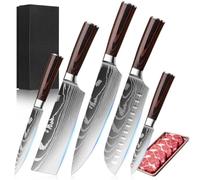FIVE COWS 5 pcs couteaux de cuisine, acier inoxydable au carbone de haute qualité, lames tranchantes, couteau de chef, couteau d'office et manche ergonomique, Idéal pour les professionnels
