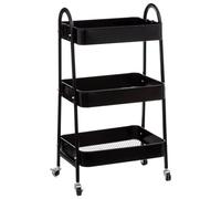 Five - Desserte roulante 3 Niveaux en Métal Noir H 80 cm