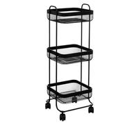 Five - Desserte roulante de Salle de Bain 3 Niveaux en Métal Noir H 76 cm
