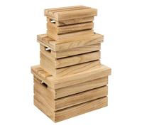 Paris Prix Boîtes de rangement Five - Lot de 3 cagettes en bois