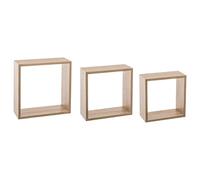 JJA Lot de 3 étagères murales cubiques en bois d'ingénierie chêne naturel