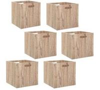 Toilinux.com Lot de 6 Cubes de Rangement 31 x 31 x 31 cm Mix n' Modul - Boîtes Effet Chêne Naturel en Bois MDF - Compatibles Meubles et Étagères à Cases - Design Scandinave