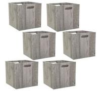 Toilinux.com Lot de 6 Cubes de Rangement Effet Bois MIX'N MODUL - L. 31 x l. 31 x H. 31 cm - Couleur chêne Gris