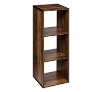 Meuble Étagère 3 Cases De Rangement Effet Bois Foncé Style Industriel H 100.5 Cm