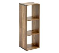Meuble Étagère 3 Cases De Rangement Effet Bois Foncé Style Industriel H 100.5 Cm