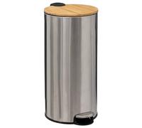 Five - Poubelle 30 Litres en Métal Inox et Couvercle en Bambou