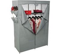 Armoire en tissu avec 2 penderies, 2 étagères et poches de rangement - Gris anthracite