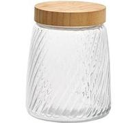 FIVE Simply Smart - Bocal en Verre Strié Striva 1,3L Transparent avec Couvercle Bambou Transparent