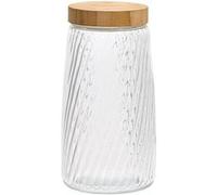 FIVE Simply Smart - Bocal en Verre Strié Striva 2,1L Transparent avec Couvercle Bambou Transparent