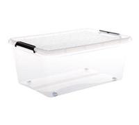 Paris Prix – Boîte de rangement Clip N Box – 40 L, clips et roulettes – Transparent