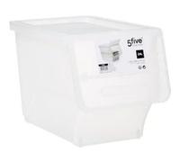 5five – Boîte de rangement 24 L en plastique transparent – Empilable, ouverture frontale pratique