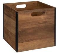 JJA Boîte cube en MDF effet bois – style industriel – marron et noir